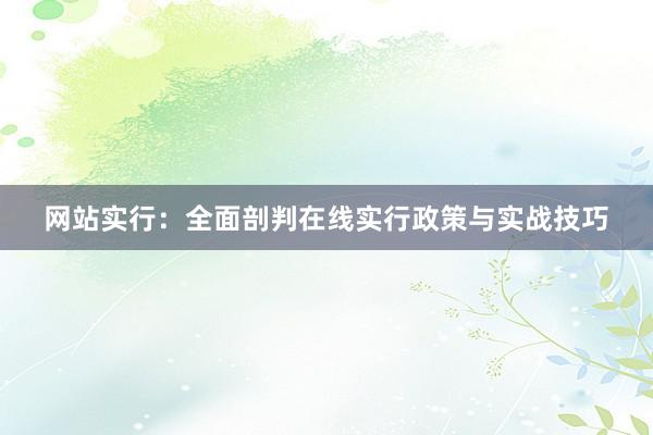 网站实行：全面剖判在线实行政策与实战技巧